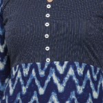 YASH GALLERY Women's Cotton Chevron Print Kaantha Work A-line Kurta (Blue)