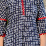 YASH GALLERY Women's Cambric Cotton Printed Mirror Work A-Line Kurta (Blue) & Duptta