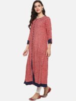 Akiko Women's Rayon Relaxed Fit A Line Round Neck Geometrical Printed Plus - Image 4