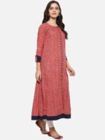 Akiko Women's Rayon Relaxed Fit A Line Round Neck Geometrical Printed Plus - Image 3