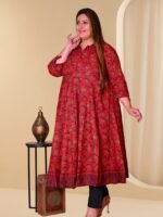 Akiko Women's Cotton Floral Printed Anarkali Kurta - Image 4