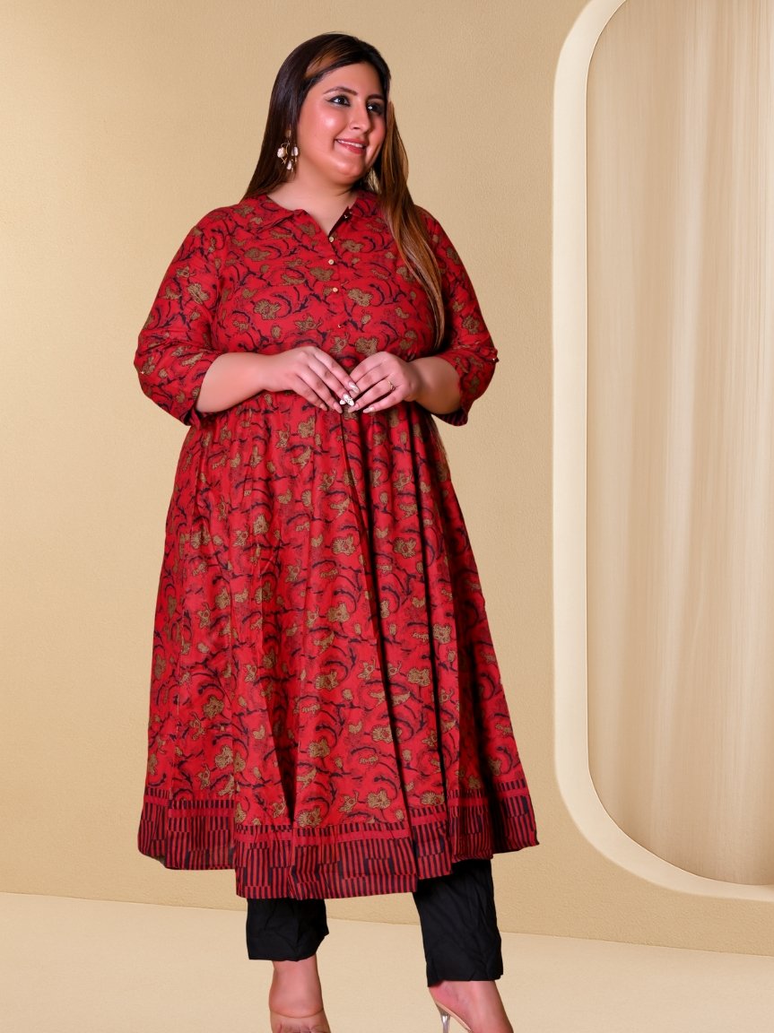 12935.jpg YASH GALLERY Women's Cotton Floral Printed Anarkali Kurta - Image 1
