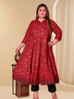 Akiko Women's Cotton Floral Printed Anarkali Kurta - Image 3