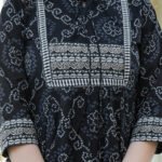 YASH GALLERY Women's Cotton Bandhej printed Short Kurti (Black)
