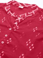 Akiko Women's Cotton Ikat Printed A-line Kurta (Red) - Image 5
