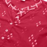 YASH GALLERY Women's Cotton Ikat Printed A-line Kurta (Red)
