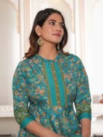Akiko Women's Floral Printed Anarkali Kurti (Green) - Image 5