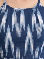 Akiko Women's Blue Ikat Print Rayon Halter Neck Backless Blouse - Image 5