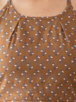Akiko Women's Brown Floral Print Rayon Halter Neck Backless Blouse - Image 5