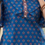 YASH GALLERY Women's Blue Cotton Floral Printed Top (Blue)