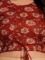 Akiko Women's Cotton Floral Printed Regular Blouse (Maroon) - Image 5