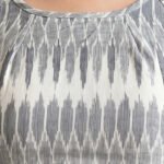 Yash Gallery Women's Off-White Ikat Diamond Block Print Rayon Halter Neck Backless