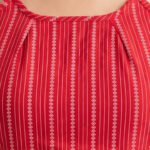 Yash Gallery Women's Red Vertical Geometric Print Rayon Halter Neck Backless Blouse