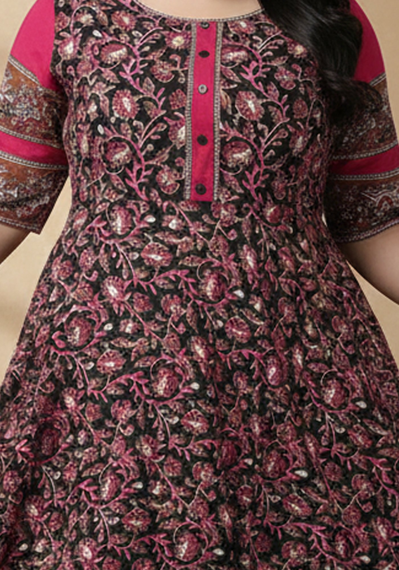 3-1.jpg YASH GALLERY Women's Cotton Floral Printed Anarkali Kurta - Image 1