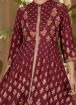 Akiko Women's Rayon Floral Printed Anarkali Kurta - Image 4