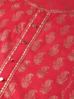 Akiko Women's Cotton Gold Print Anarkali Kurta (RED) - Image 5