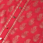 Yash Gallery Women's Cotton Gold Print Anarkali Kurta (RED)