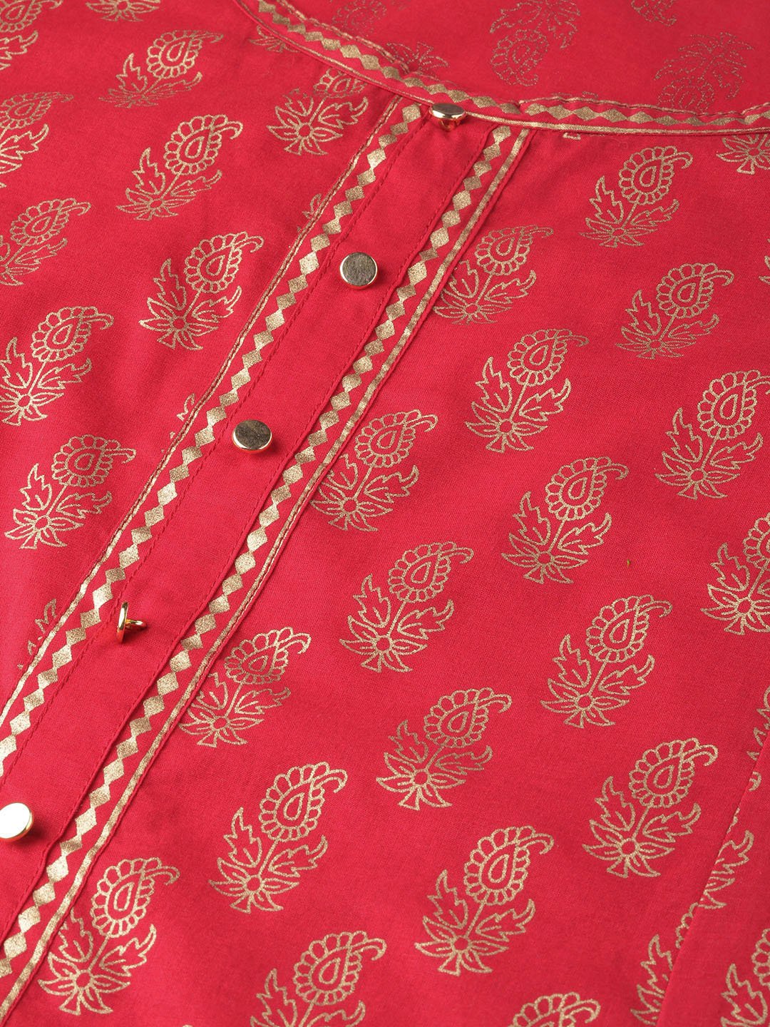 314PLYK411RED-zoom.jpg Yash Gallery Women's Cotton Gold Print Anarkali Kurta (RED) - Image 1