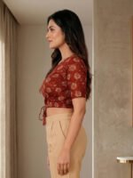 Akiko Women's Cotton Floral Printed Regular Blouse (Maroon) - Image 3
