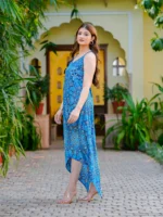 Akiko Women?s Wrinkle-Free Microfiber Digital Print V-Neck With Adjustable Straps A-Line Dress - Image 4