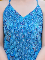 Akiko Women?s Wrinkle-Free Microfiber Digital Print V-Neck With Adjustable Straps A-Line Dress - Image 3