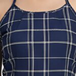 Yash Gallery Women?s Rayon Checked Print Sleeveless Blouse (Blue)