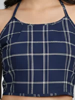Akiko Women?s Rayon Checked Print Sleeveless Blouse (Blue) - Image 5