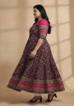 Akiko Women's Cotton Floral Printed Anarkali Kurta - Image 4