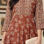 YASH GALLERY Women's Cotton Floral Printed Yoke Design Anarkali Kurta