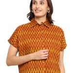 Akiko Women's  Multi Zig-Zag Printed Oversized Shirt (Multi)