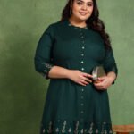 Yash Gallery Women's Rayon Floral Printed 3/4th Sleeve Regular Fit Mandarin collar A-Line Kurta