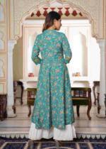 Akiko Women's Floral Printed Anarkali Kurti (Green) - Image 2