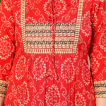 Yash Gallery Cotton Mid Thigh Length Bandej Printed Round Neck Short Kurti for Women