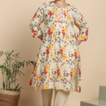 Akiko Women's Cotton Slub Floral Print Calf Length Mandarin Collar Straight Kurta With Pant (Multi)