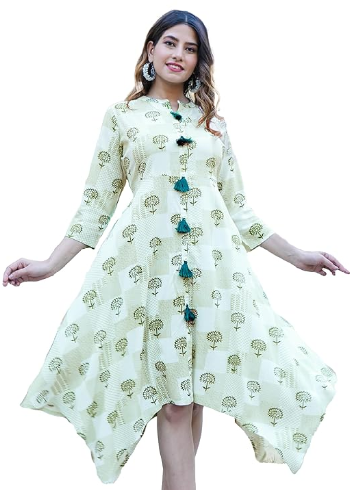 Untitled design (2) Akiko Women's Floral Printed Front Slit Asymmetrical Maxi Dress - Image 1