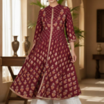 Akiko Women's Rayon Floral Printed Anarkali Kurta