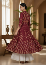 Akiko Women's Rayon Floral Printed Anarkali Kurta - Image 2
