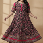 Akiko Women's Cotton Floral Printed Anarkali Kurta