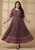 Akiko Women's Cotton Floral Printed Anarkali Kurta