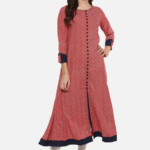 Akiko Women's Rayon Relaxed Fit A Line Round Neck Geometrical Printed Plus