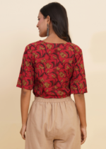 Akiko Women's Cotton Floral Printed Regular Blouse (Maroon) - Image 2