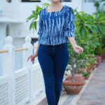 Akiko Women's Tie & Dye Printed Regular Top (BLUE)