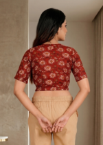 Akiko Women's Cotton Floral Printed Regular Blouse (Maroon) - Image 2