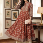 Akiko Women's Cotton Floral Printed Yoke Design Anarkali Kurta