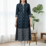 Akiko Women's Cotton Ikat Printed A-line Kurta