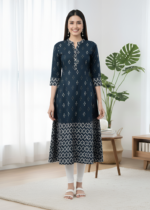 Akiko Women's Cotton Ikat Printed A-line Kurta