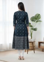 Akiko Women's Cotton Ikat Printed A-line Kurta - Image 2